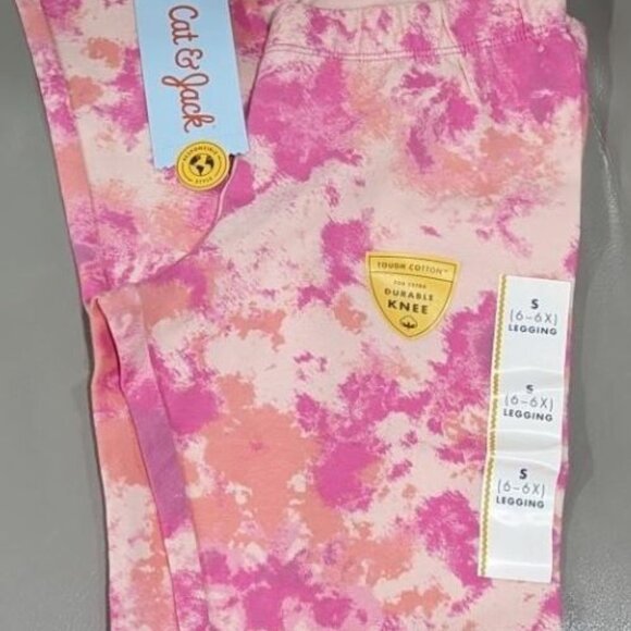 BOGO! Cat & Jack Reinforced Knee Pink Tie dye Leggings Small Medium & Large - Picture 3 of 3
